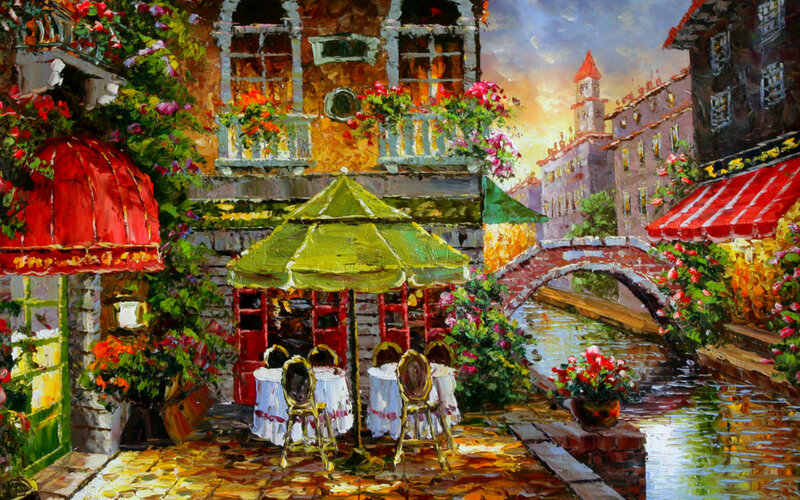 Cafe on Canal — Red, Serene