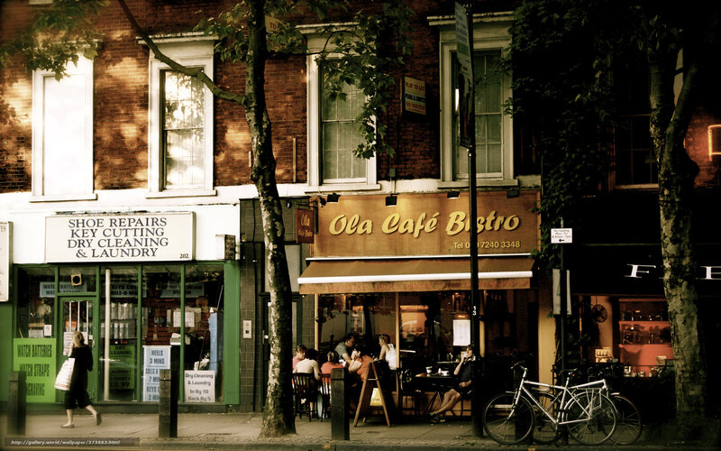 Cafe on City Street — Brown