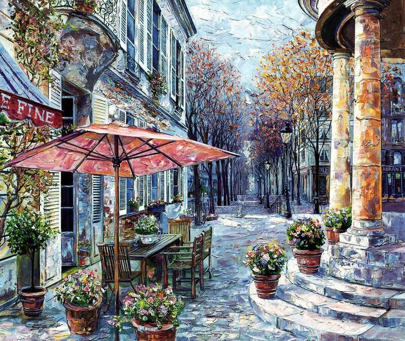 Cafe on Cobblestone Street — Red