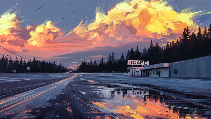 Cafe on Empty Road