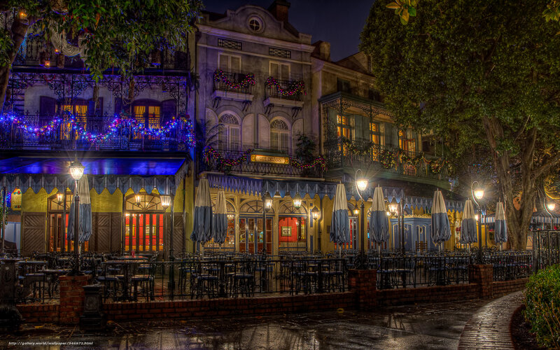 Cafe Orleans at Night — Blue, Dramatic