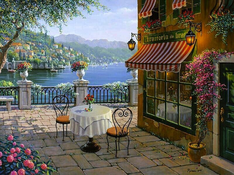 Cafe Patio with Lake View