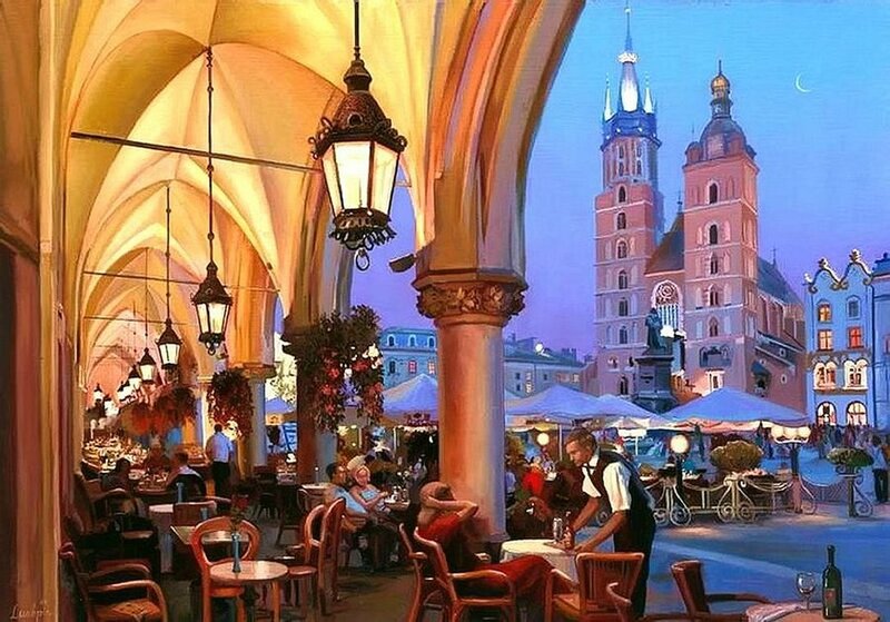 Cafe Patrons at Night