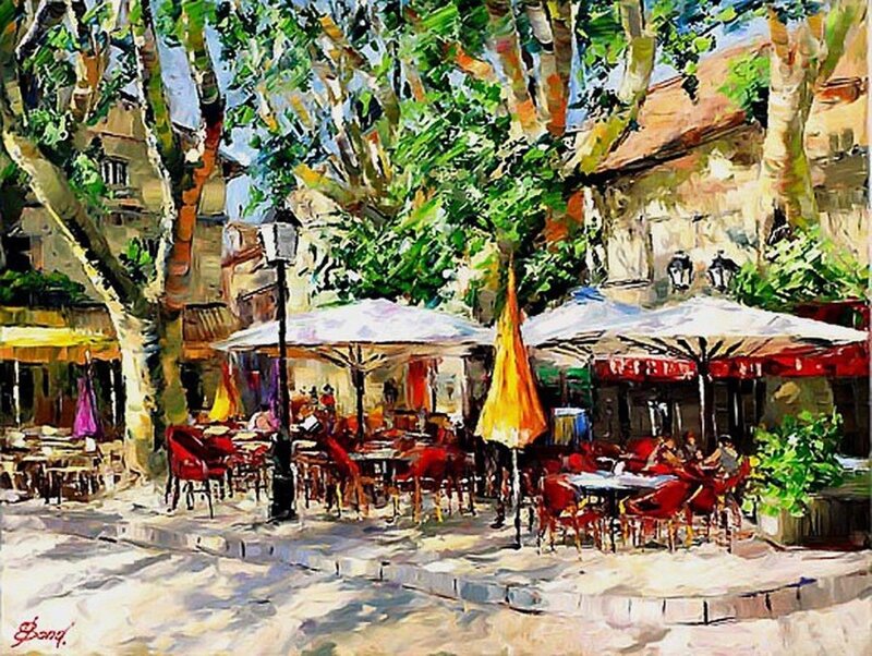 Cafe Tables under Trees