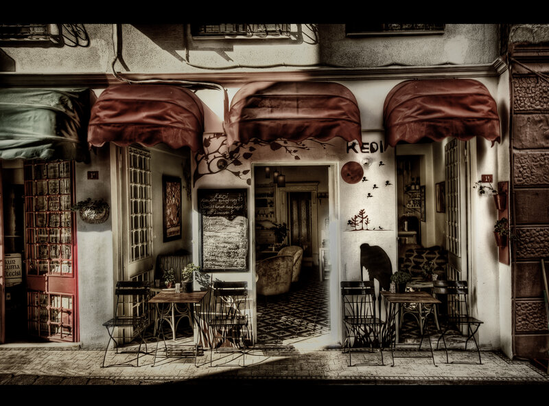 Cafe with Outdoor Seating — Brown, Dramatic
