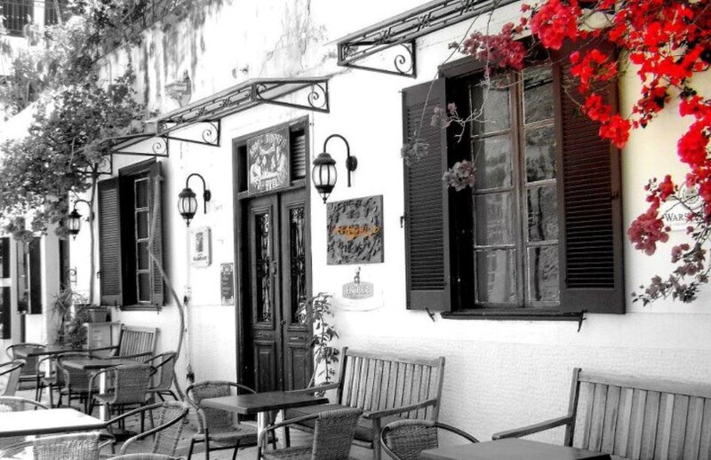 Cafe with Red Flowers