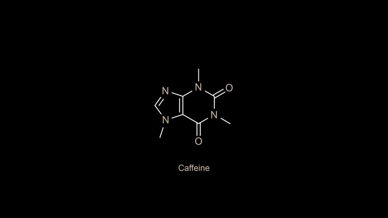 Caffeine Molecule — Black, Minimalist