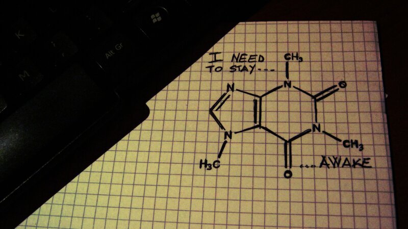 Caffeine Molecule Drawing — Yellow
