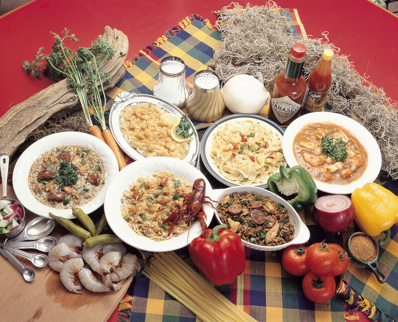 Cajun and Creole dishes display