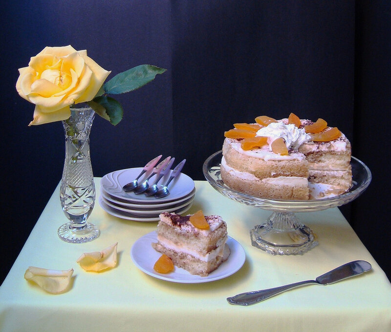 Cake and Rose on Table