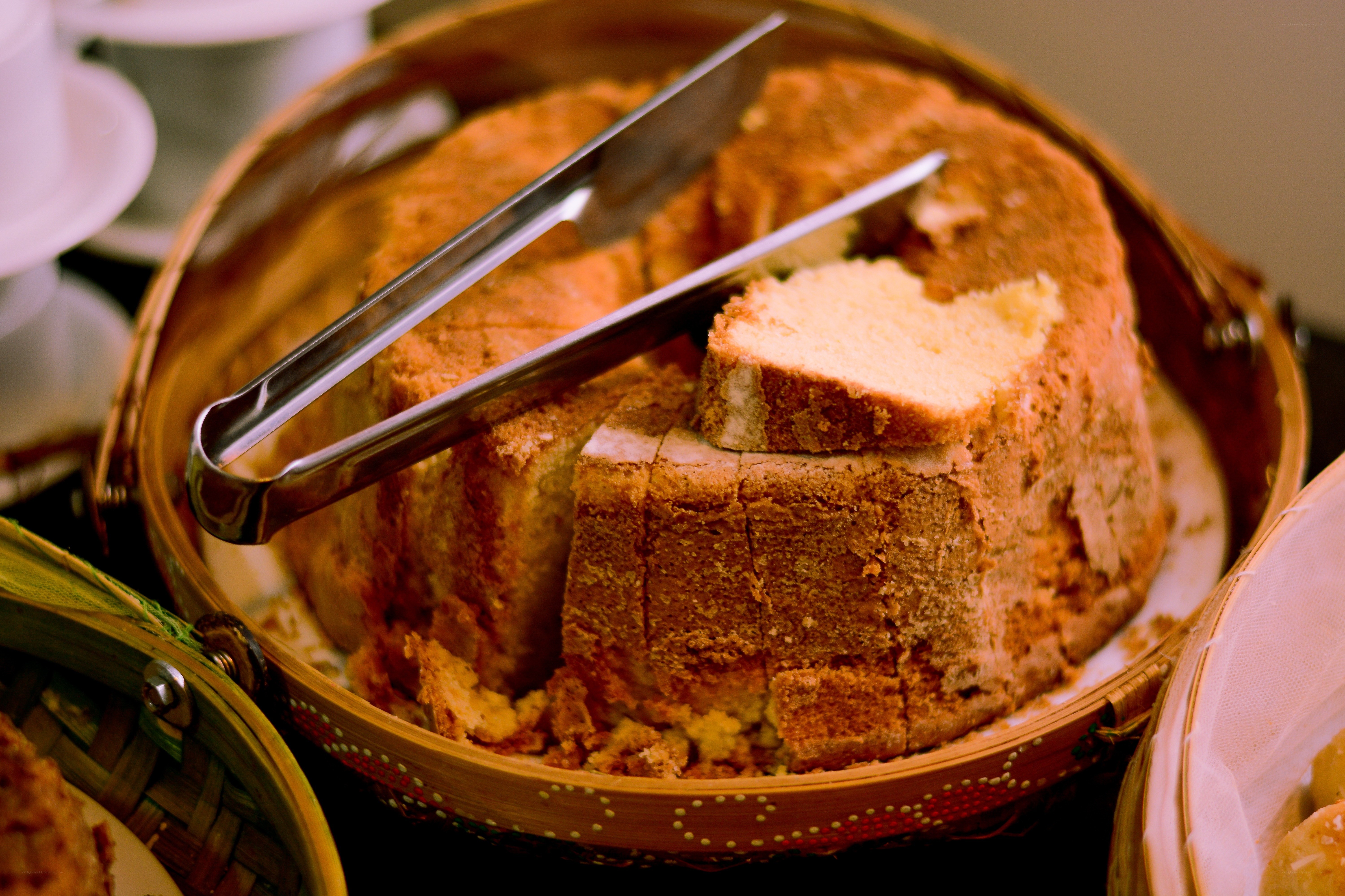 Cake in a bamboo steamer