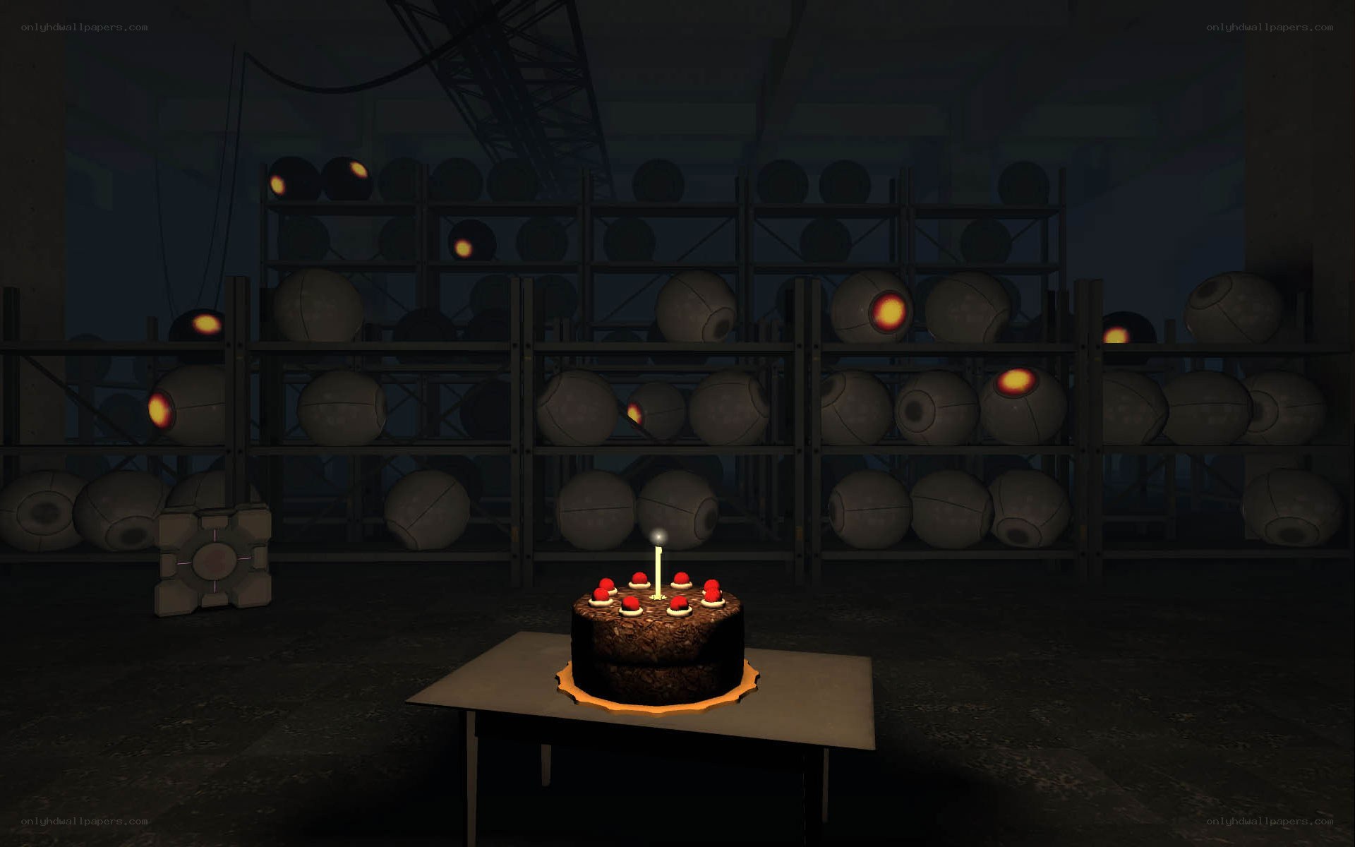 Cake in a dark warehouse