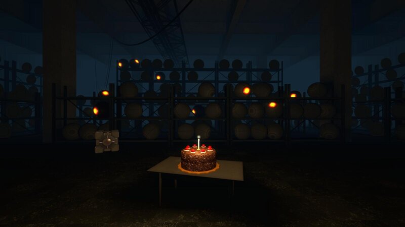 Cake in a dark warehouse