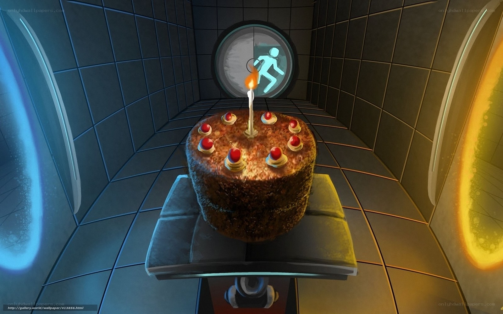 cake in a futuristic room