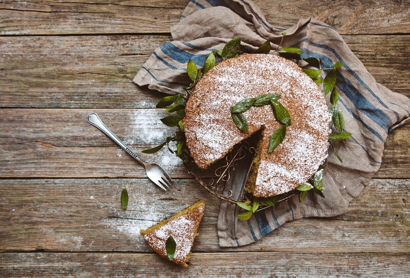 Cake on Wooden Table