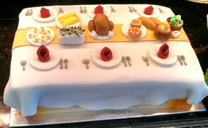 Cake Shaped Like a Dinner Table
