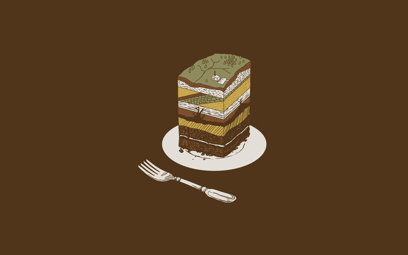 cake slice with landscape layers