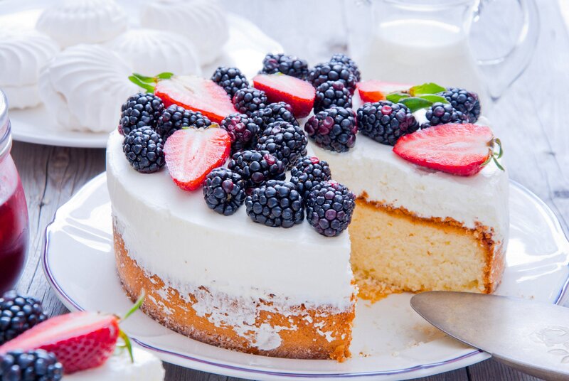Cake with Berries — White, Appetizing