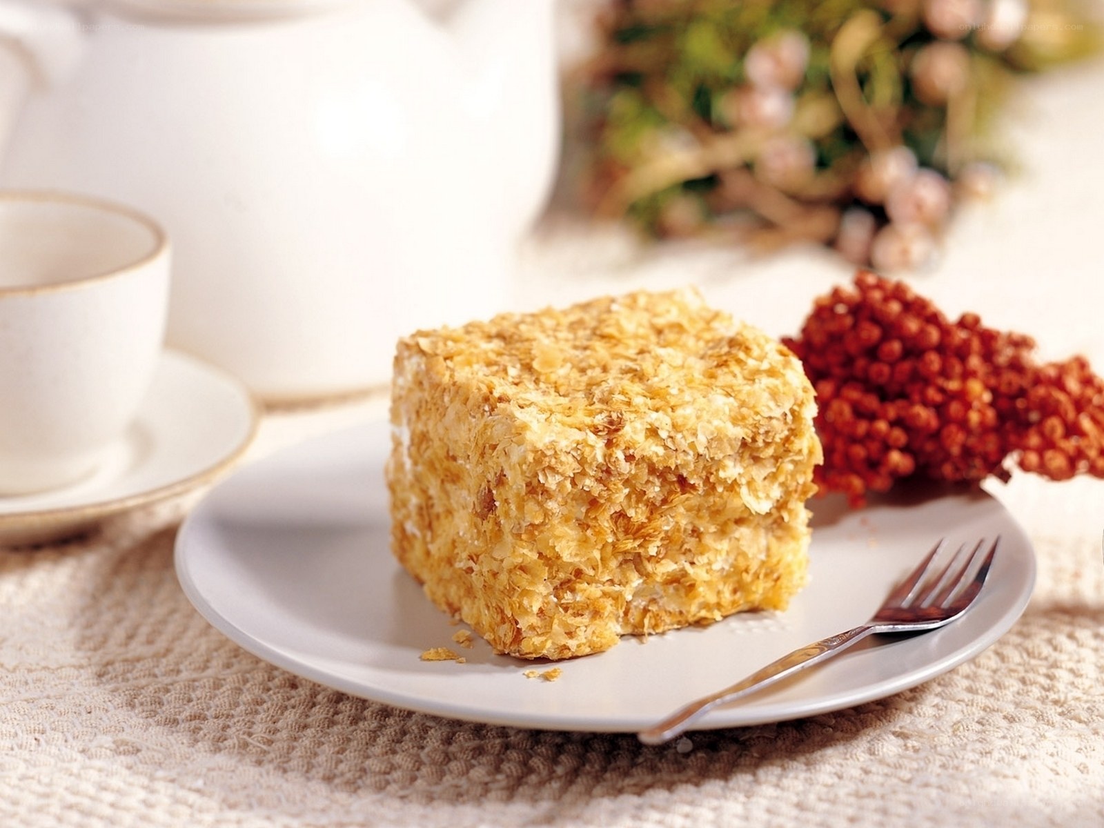 cake with tea set