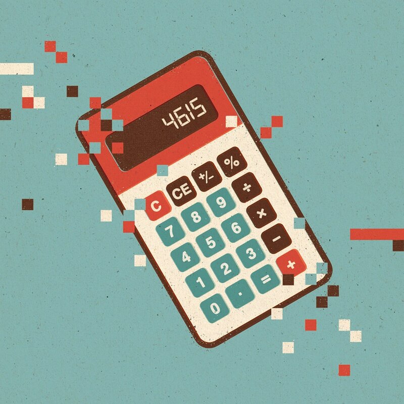 Calculator with digital pixels