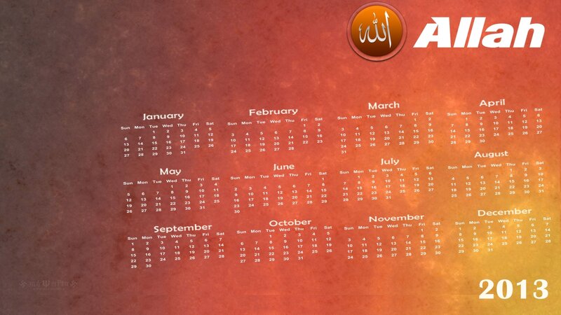 Calendar for Year 2013 — Red