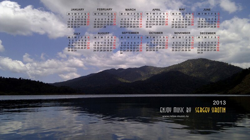 Calendar over Lake Landscape