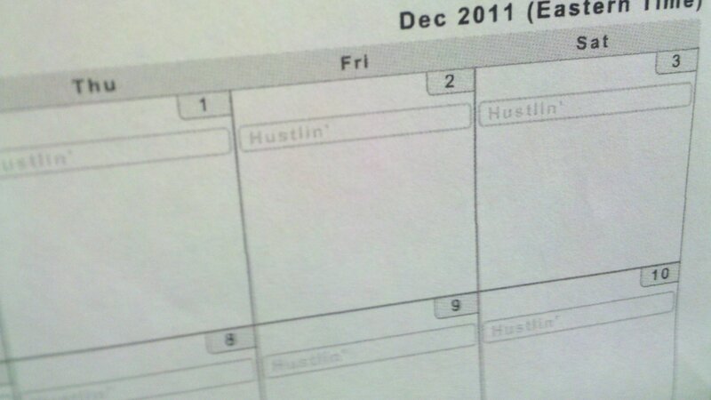 Calendar showing December 2011