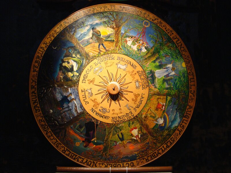 Calendar wheel with seasonal scenes
