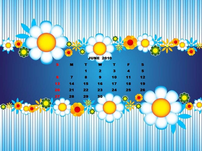 Calendar with Flowers — Blue