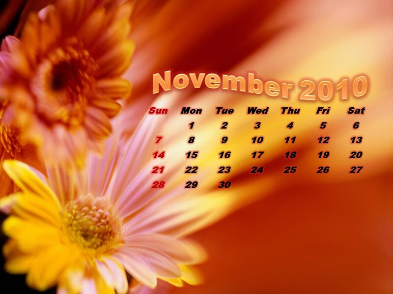 Calendar with Flowers — Orange