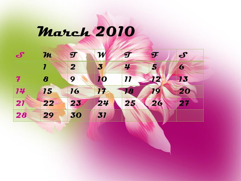 Calendar with Flowers