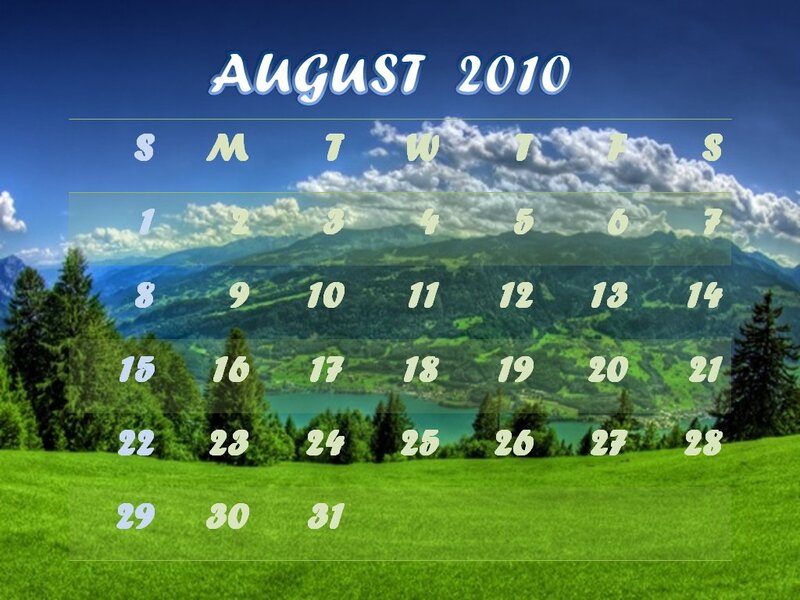 Calendar with Landscape Background