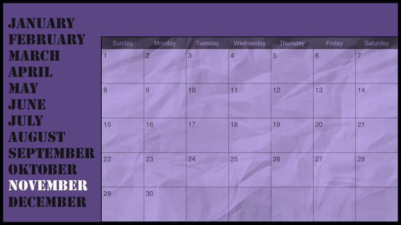 Calendar with Months — Purple