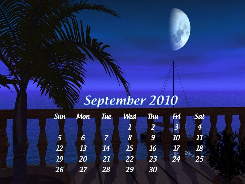 Calendar with Moon and Palm Tree
