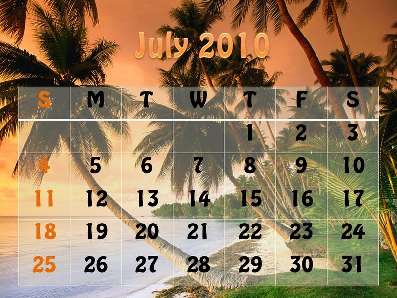 Calendar with Palm Trees
