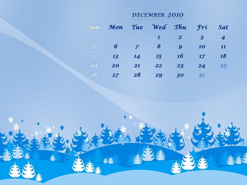 Calendar with Winter Landscape