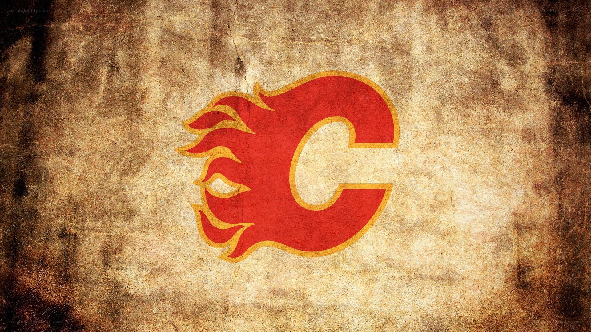 Calgary Flames logo on vintage background