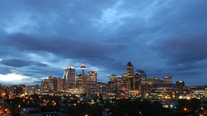 Calgary skyline at dusk