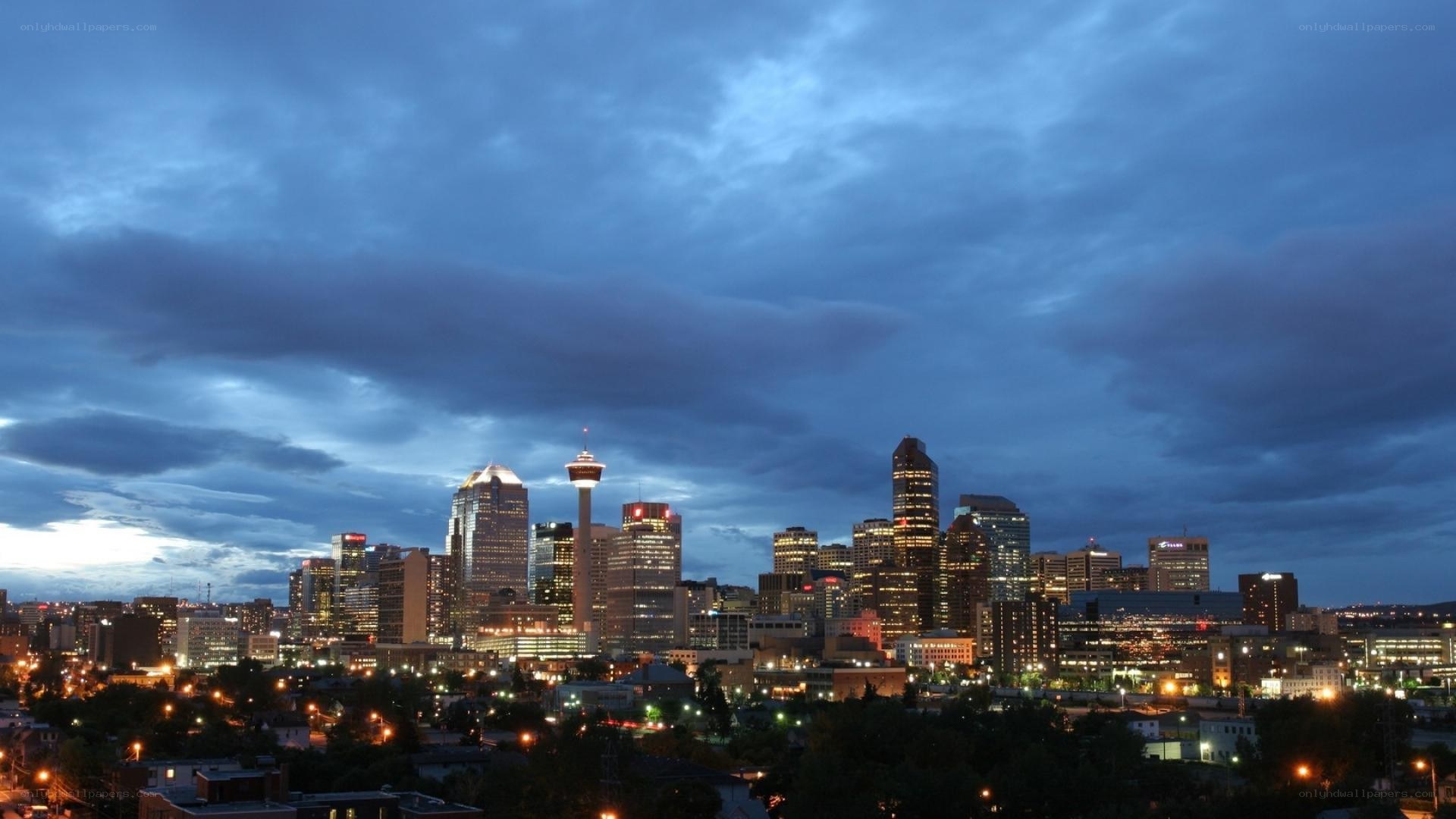 Calgary skyline at dusk