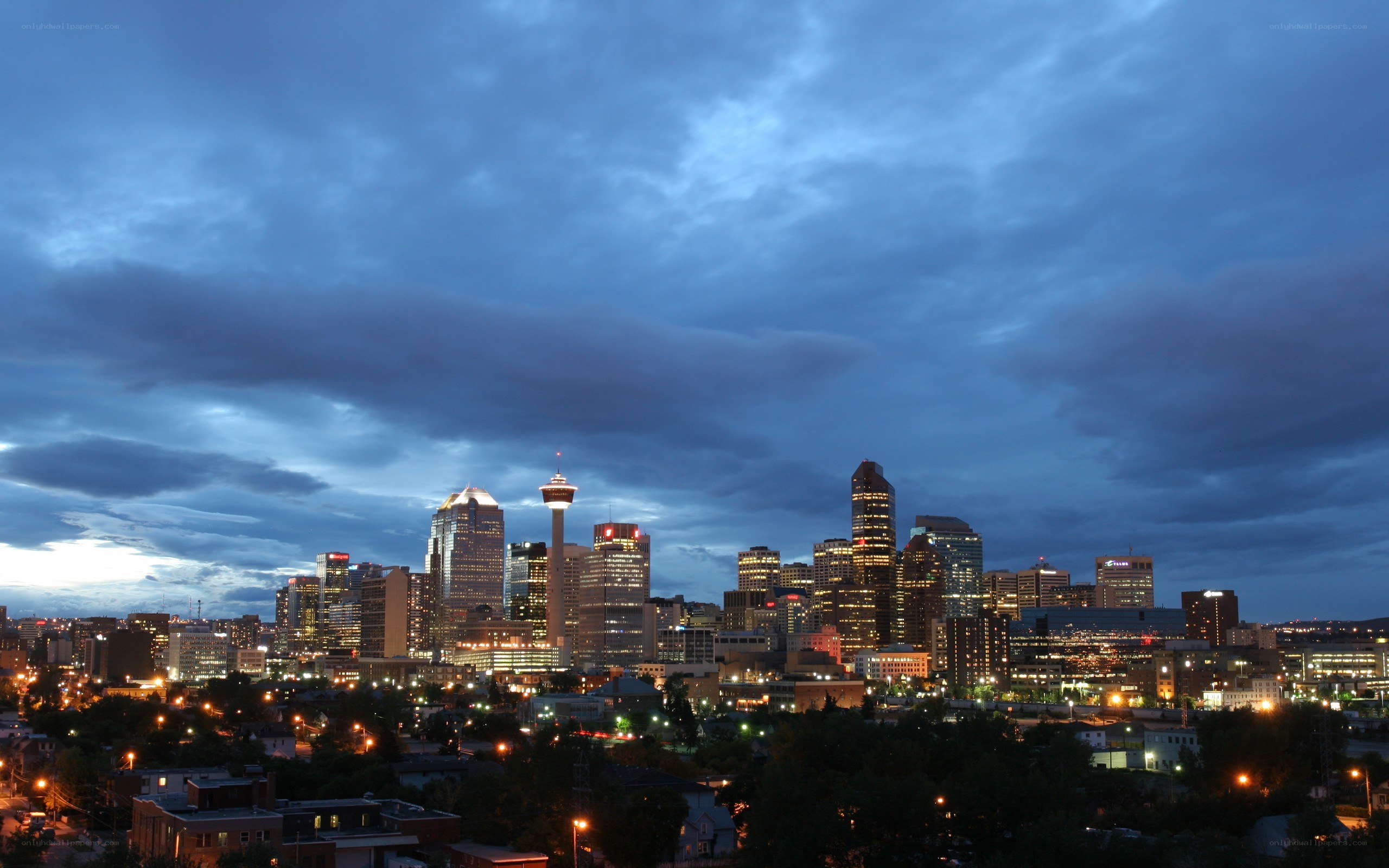 Calgary skyline at dusk