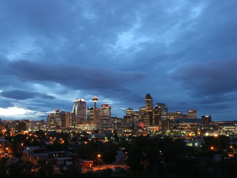 Calgary Skyline at Dusk — Blue, Dramatic, Night