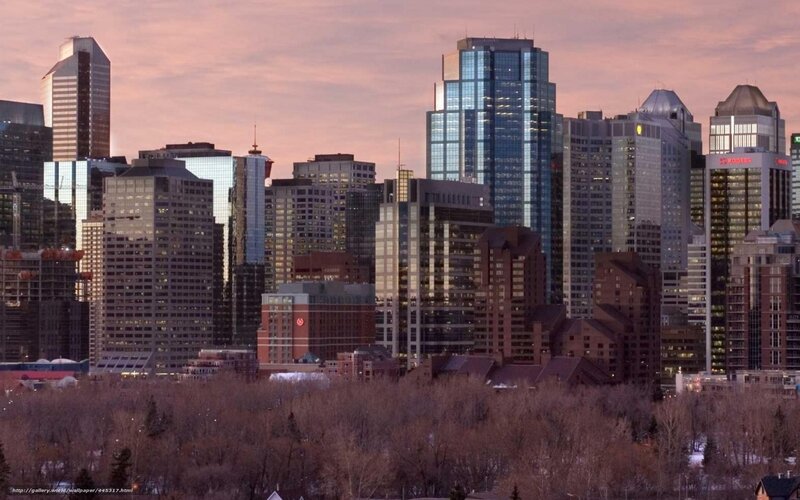 Calgary Skyline at Dusk — Pink
