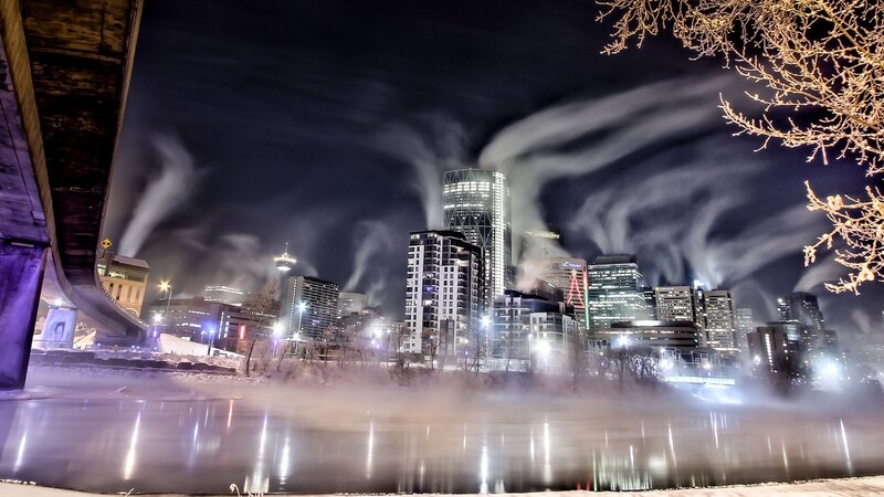 Calgary Skyline at Night — Black