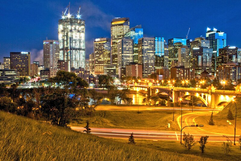Calgary Skyline at Night — Blue