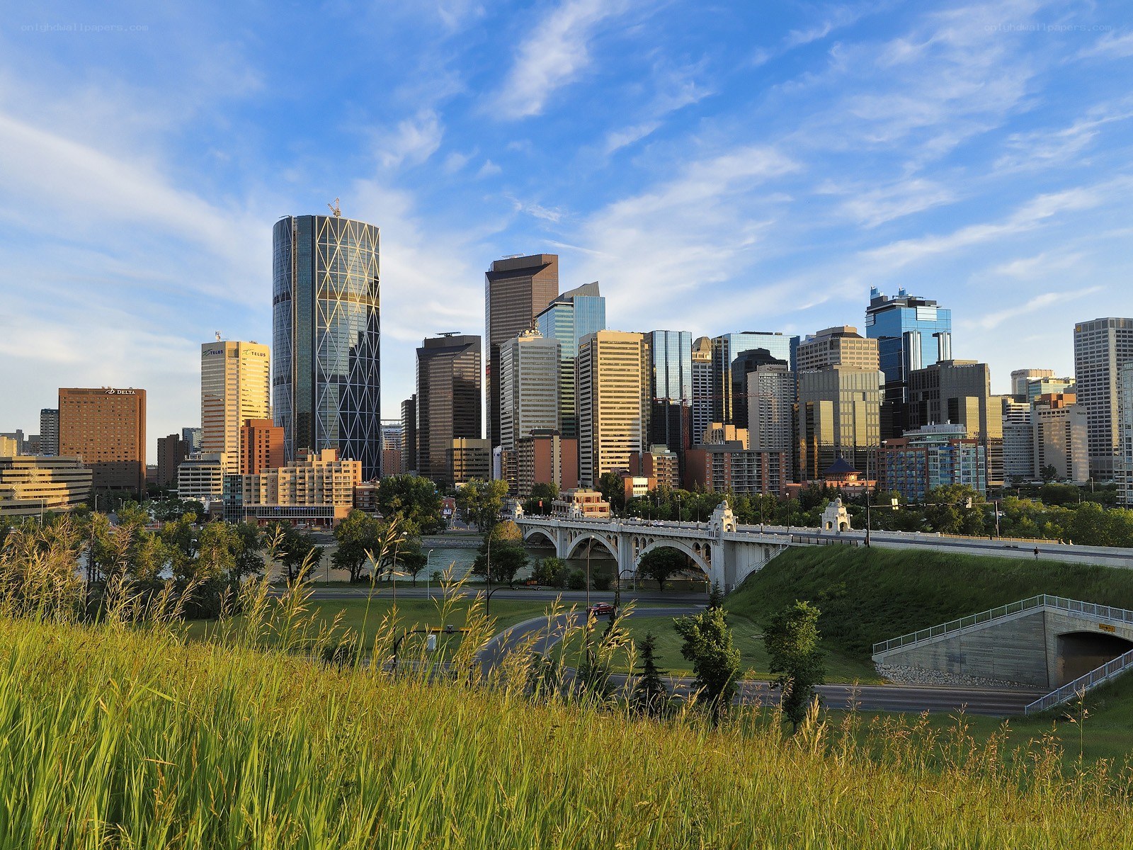 Calgary skyline at sunset