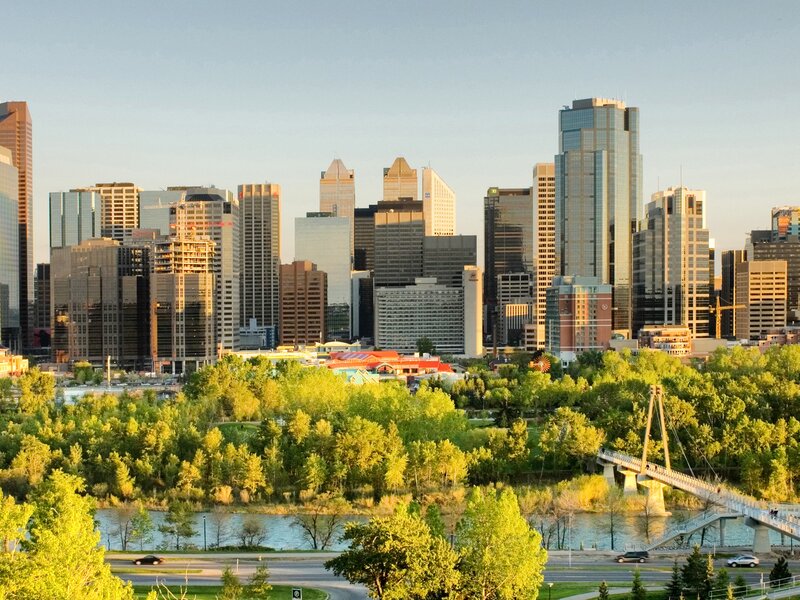 Calgary Skyline — Green, Serene