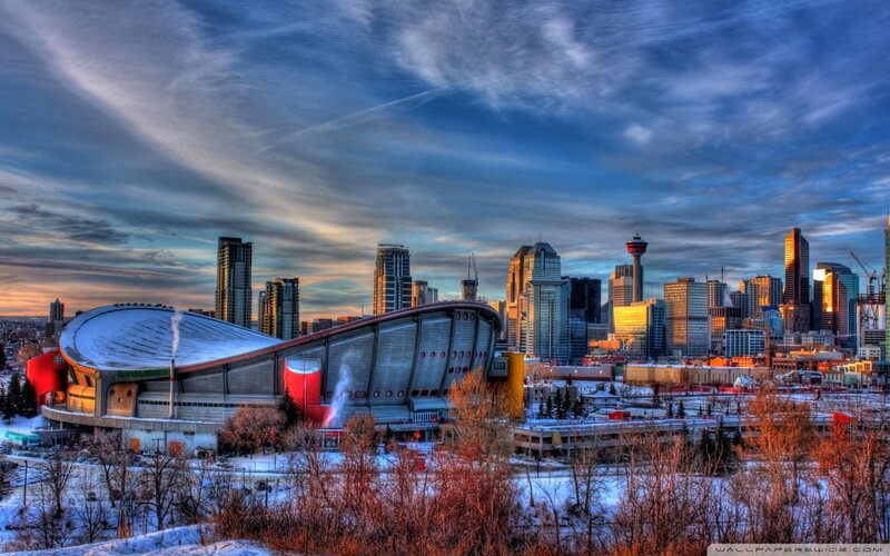 Calgary Skyline in Winter — Blue