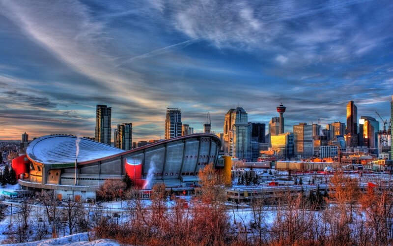 Calgary skyline in winter