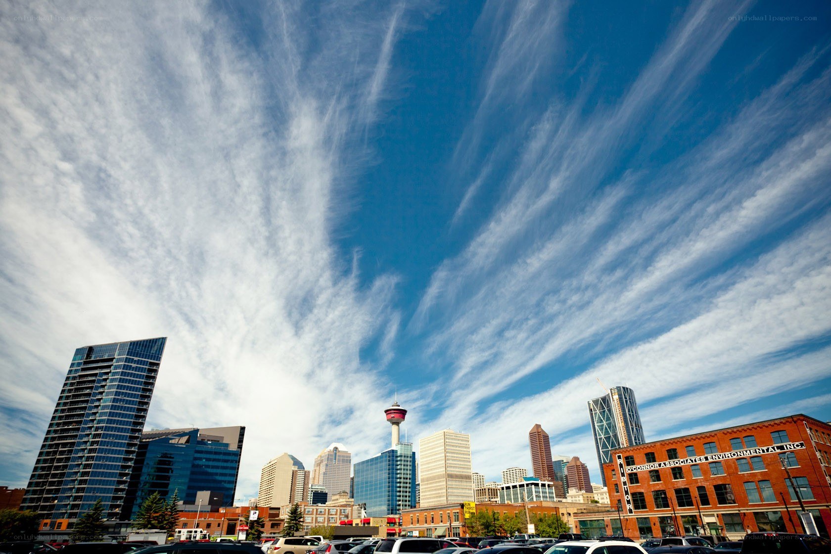 Calgary skyline with clouds