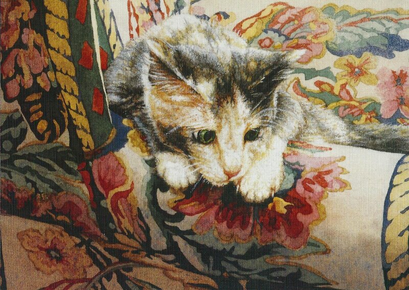 Calico Kitten on Fabric